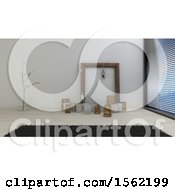 Poster, Art Print Of 3d Room Interior With A Rug And Decor Items