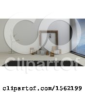 Clipart Of A 3d Room Interior With A Rug And Decor Items Royalty Free Illustration