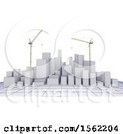 Poster, Art Print Of 3d City On A Graph With Construction Cranes