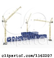 Poster, Art Print Of 3d Cranes With Under Construction Text On A White Background