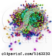 Clipart Of 3d Colorful Blocks Falling On A White Background Royalty Free Illustration