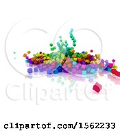 Poster, Art Print Of 3d Colorful Blocks Falling On A White Background