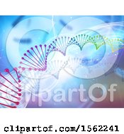 Clipart Of A Background Of 3d Virus Cells Connections And Dna Strands Royalty Free Illustration