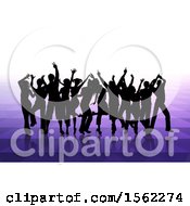 Poster, Art Print Of Silhouetted Group Of Party People Over Purple