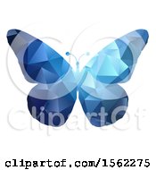 Clipart Of A Blue Geometric Butterfly Royalty Free Vector Illustration