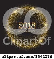 Poster, Art Print Of Happy New Year 2018 Design With A Gold Glitter On Black