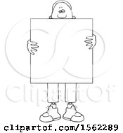 Poster, Art Print Of Lineart Black Man Holding A Blank Sign In Front Of His Body