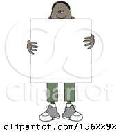 Poster, Art Print Of Black Man Holding A Blank Sign In Front Of His Body