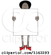 Poster, Art Print Of Black Woman Holding A Blank Sign In Front Of Her Body