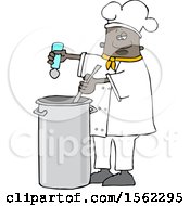 Poster, Art Print Of Black Male Chef Seasoning Soup With A Salt Shaker