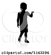 Poster, Art Print Of Silhouetted Boy With A Reflection Or Shadow On A White Background