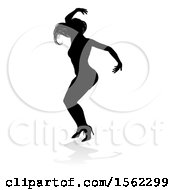 Poster, Art Print Of Silhouetted Female Dancer With A Reflection Or Shadow On A White Background