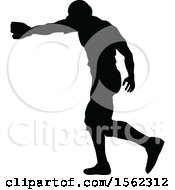 Clipart Of A Black Silhouetted Baseball Player Royalty Free Vector Illustration