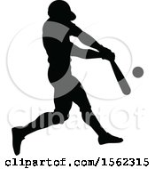 Poster, Art Print Of Black Silhouetted Baseball Player Batting