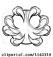 Clipart Of A Black And White Monster Or Eagle Claws Grabbing A Baseball Royalty Free Vector Illustration
