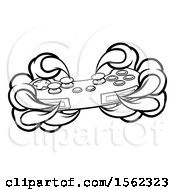 Clipart Of Black And White Monster Claws Playing With A Video Game Controller Royalty Free Vector Illustration