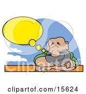 Happy Man Smiling While Day Dreaming Clipart Illustration