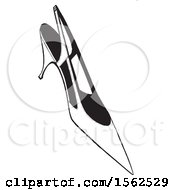 Black And White Kitten Heeled Pointy Toe Shoe