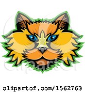 Poster, Art Print Of Selkirk Rex Cat Mascot Head Outlined In Green