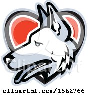 Poster, Art Print Of White German Shepherd Dog Mascot Head In A Heart