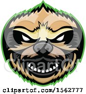 Poster, Art Print Of Tough Sloth Mascot Head Outlined In Green