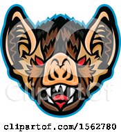 Clipart Of A Red Eyed Vampire Bat Mascot Outlined In Blue Royalty Free Vector Illustration