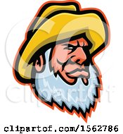 Poster, Art Print Of Bearded Senior Fisherman Wearing A Yellow Bucket Hat