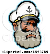 Poster, Art Print Of Black Skipper Or Sea Captain Mascot Head