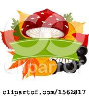 Poster, Art Print Of Seasonal Fall Autumn Design With A Mushroom Berries And Leaves