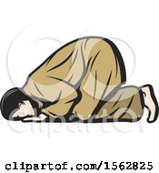 Clipart Of A Muslim In Prayer Royalty Free Vector Illustration