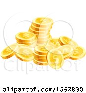 Pile Of Golden Dollar Coins