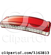 Clipart Of A Red Mouth Organ Harmonica Royalty Free Vector Illustration