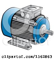Clipart Of A Blue Electric Motor Royalty Free Vector Illustration
