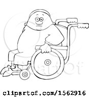 Clipart Of A Cartoon Lineart Black Man In A Wheelchair Royalty Free Vector Illustration