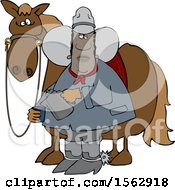 Clipart Of A Black Cowboy Pouring A Cup Of Coffee By A Horse Royalty Free Vector Illustration