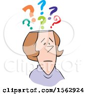 Poster, Art Print Of Cartoon White Woman With Questions