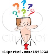 Poster, Art Print Of Cartoon White Business Man With Questions
