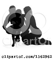 Clipart Of A Silhouetted Mother Father And Son With A Shadow On A White Background Royalty Free Vector Illustration by AtStockIllustration