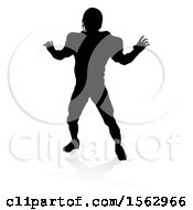 Poster, Art Print Of Silhouetted Football Player With A Reflection Or Shadow On A White Background