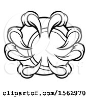 Clipart Of A Black And White Monster Or Eagle Claws Grabbing A Tennis Ball Royalty Free Vector Illustration