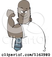 Clipart Of A Strong Black Man Flexing His Big Arm Muscles And Flashing A Tough Face Royalty Free Vector Illustration