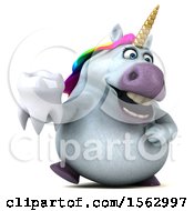 Clipart Of A 3d Chubby Unicorn Holding A Tooth On A White Background Royalty Free Illustration