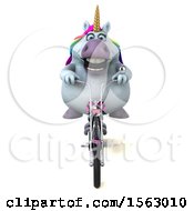 Clipart Of A 3d Chubby Unicorn Biker Riding A Chopper Motorcycle On A White Background Royalty Free Illustration