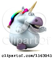 Clipart Of A 3d Chubby Unicorn On A White Background Royalty Free Illustration