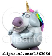 Clipart Of A 3d Chubby Unicorn On A White Background Royalty Free Illustration by Julos