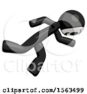 Black Little Anarchist Hacker Man Running While Falling Down