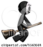 Poster, Art Print Of Black Little Anarchist Hacker Man Flying On Broom