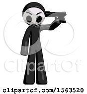 Black Little Anarchist Hacker Man Suicide Gun Pose