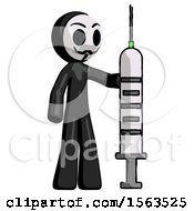 Black Little Anarchist Hacker Man Holding Large Syringe