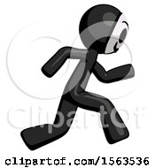 Black Little Anarchist Hacker Man Running Fast Right
